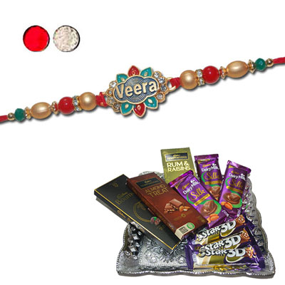 "akhi - FR- 8590 A  (Single Rakhi), Choco Thali - Code RC02 - Click here to View more details about this Product